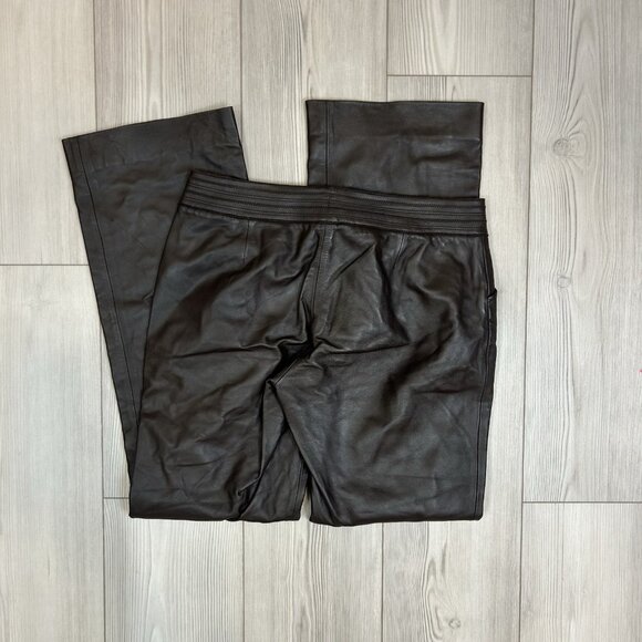 Etcetera Brown Leather Pants Trousers Womens Size 4 Lined - 30” Inseam - Picture 5 of 10
